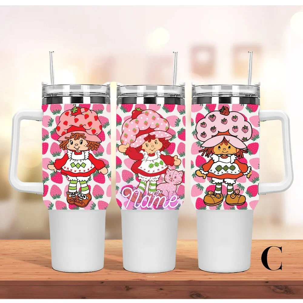 Custom Name Strawberry shortcake 40 oz Tumbler Strawberry 40oz Stainless Steel T